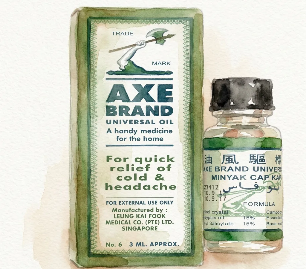 Watercolour illustration for Axe Brand Universal Oil / Leung Yun Chee
